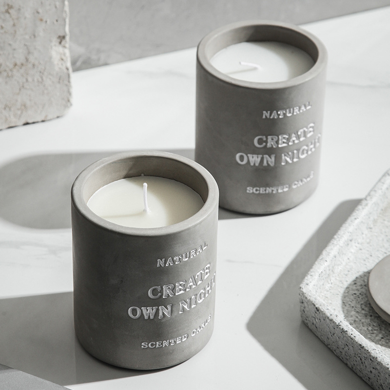 Custom Logo Engraved Ceramic Concrete Candle Jar